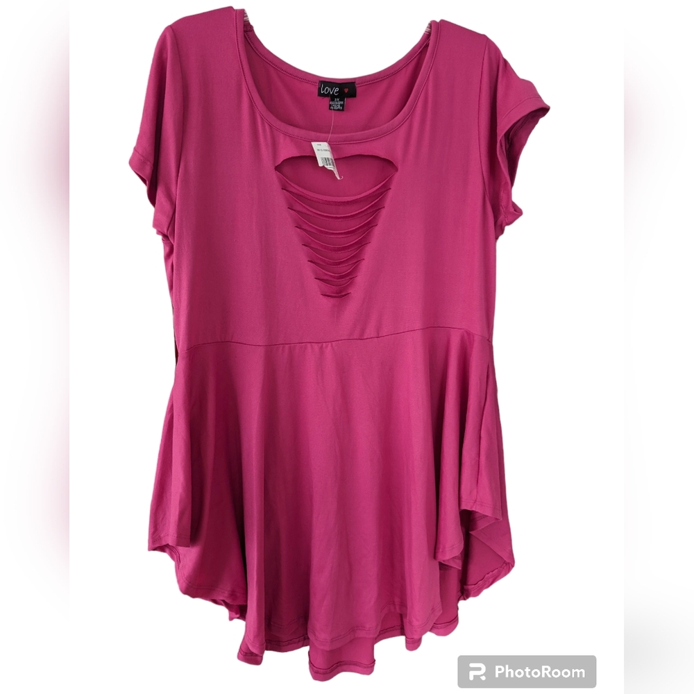 Love Pink Slashed V Cut Front Babydoll Top Size 3X NWT